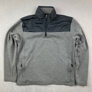 Eddie Bauer Mens Sweater Medium Gray 1/4 Zip Long Sleeve Hybrid Pullover Stretch